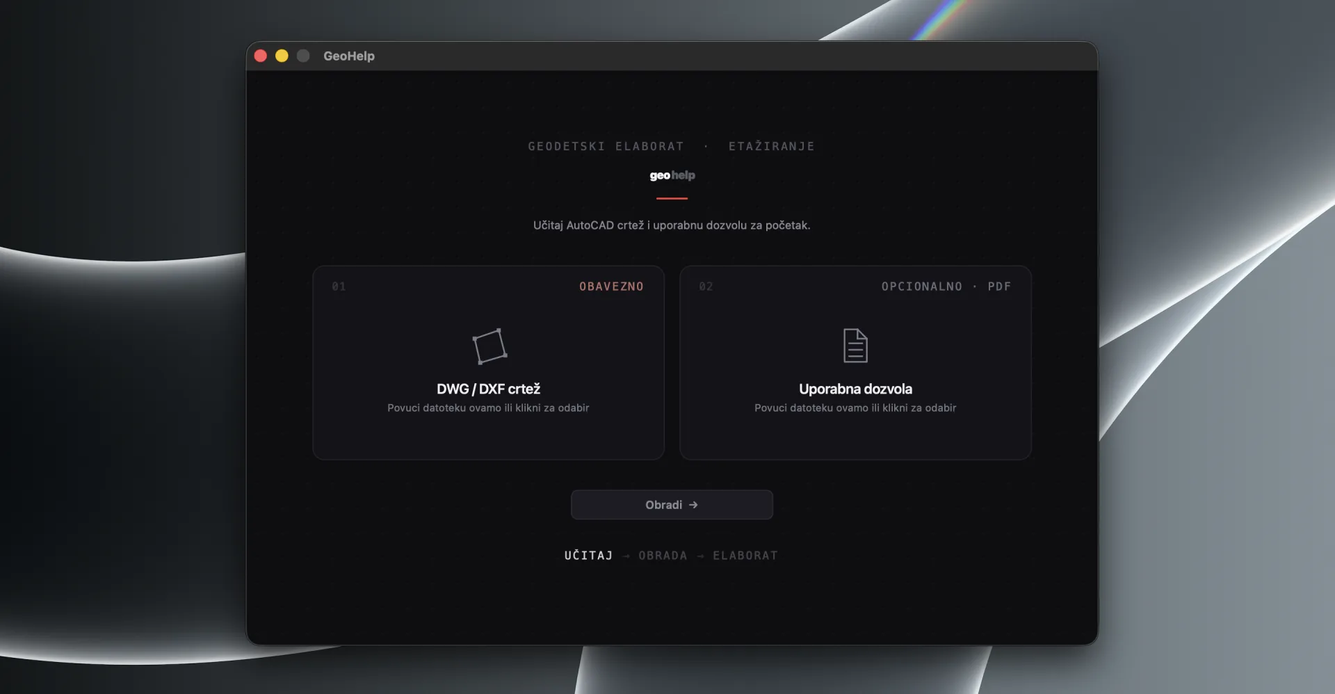 GeoHelp cadastral elaborat generator desktop app