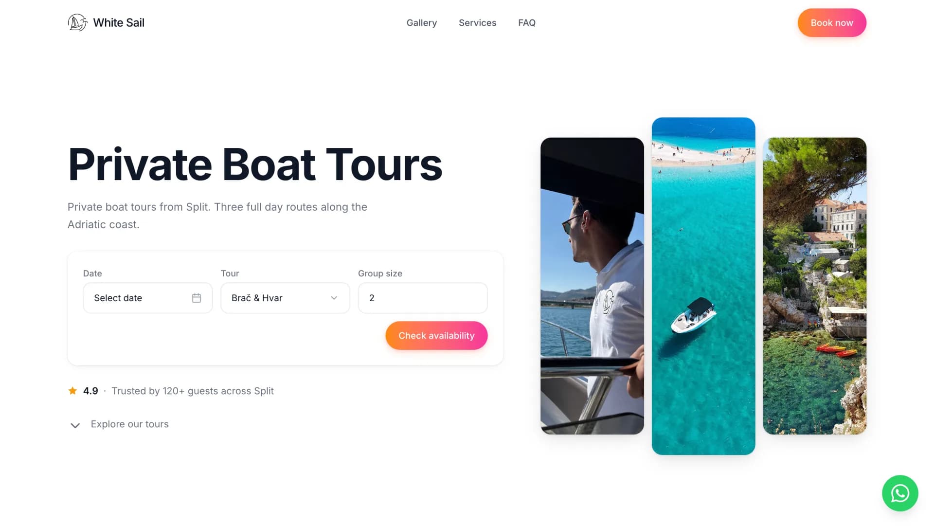White Sail landing page